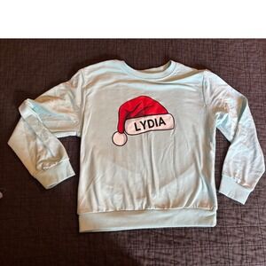 Christmas Sweatshirt Santa Hat Lydia Personalized Holiday Top